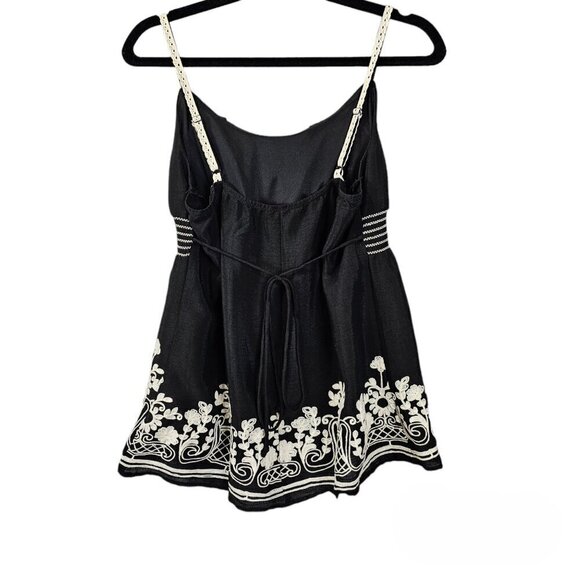 💎376 Heartsoul Embroidered Black & White Boho Tank Top - Picture 7 of 8